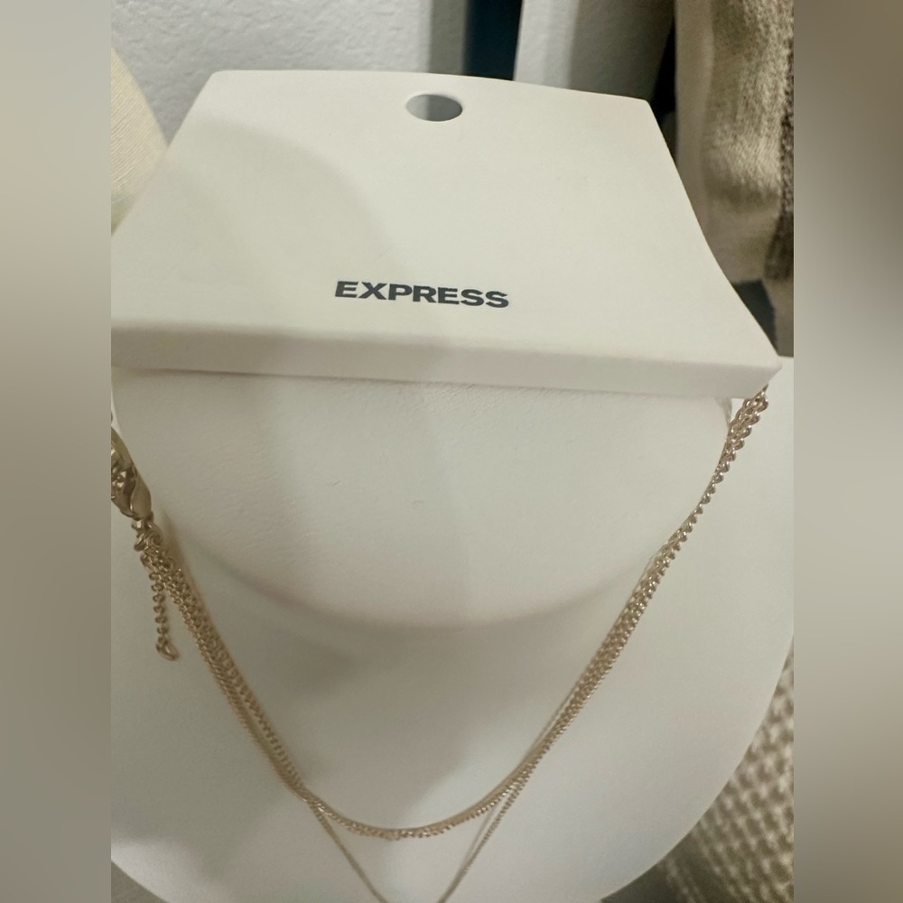 Express mop pendant, double strand gold tone necklace nwt - Picture 4 of 4